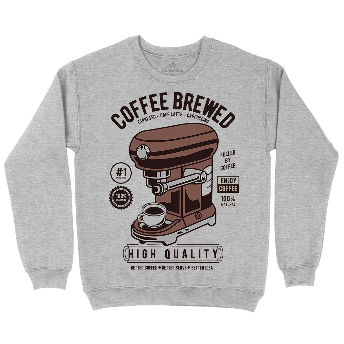 Coffee Brewed Kids Crew Neck Sweatshirt Drinks D522