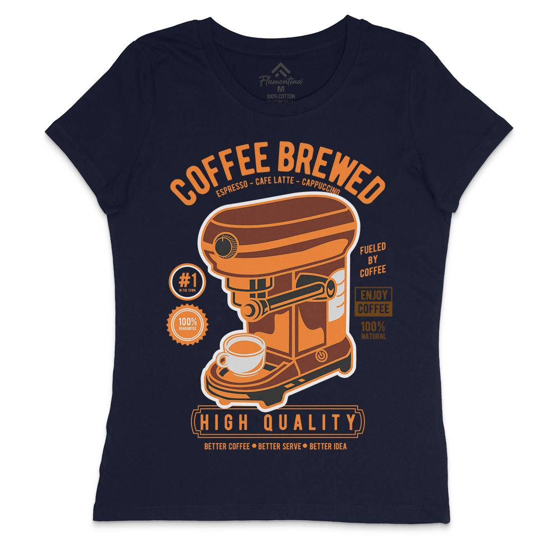 Coffee Brewed Womens Crew Neck T-Shirt Drinks D522