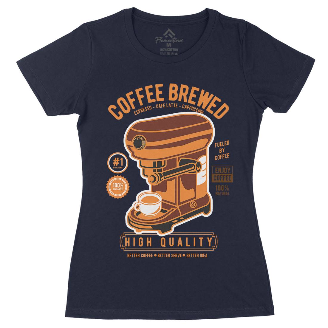 Coffee Brewed Womens Organic Crew Neck T-Shirt Drinks D522