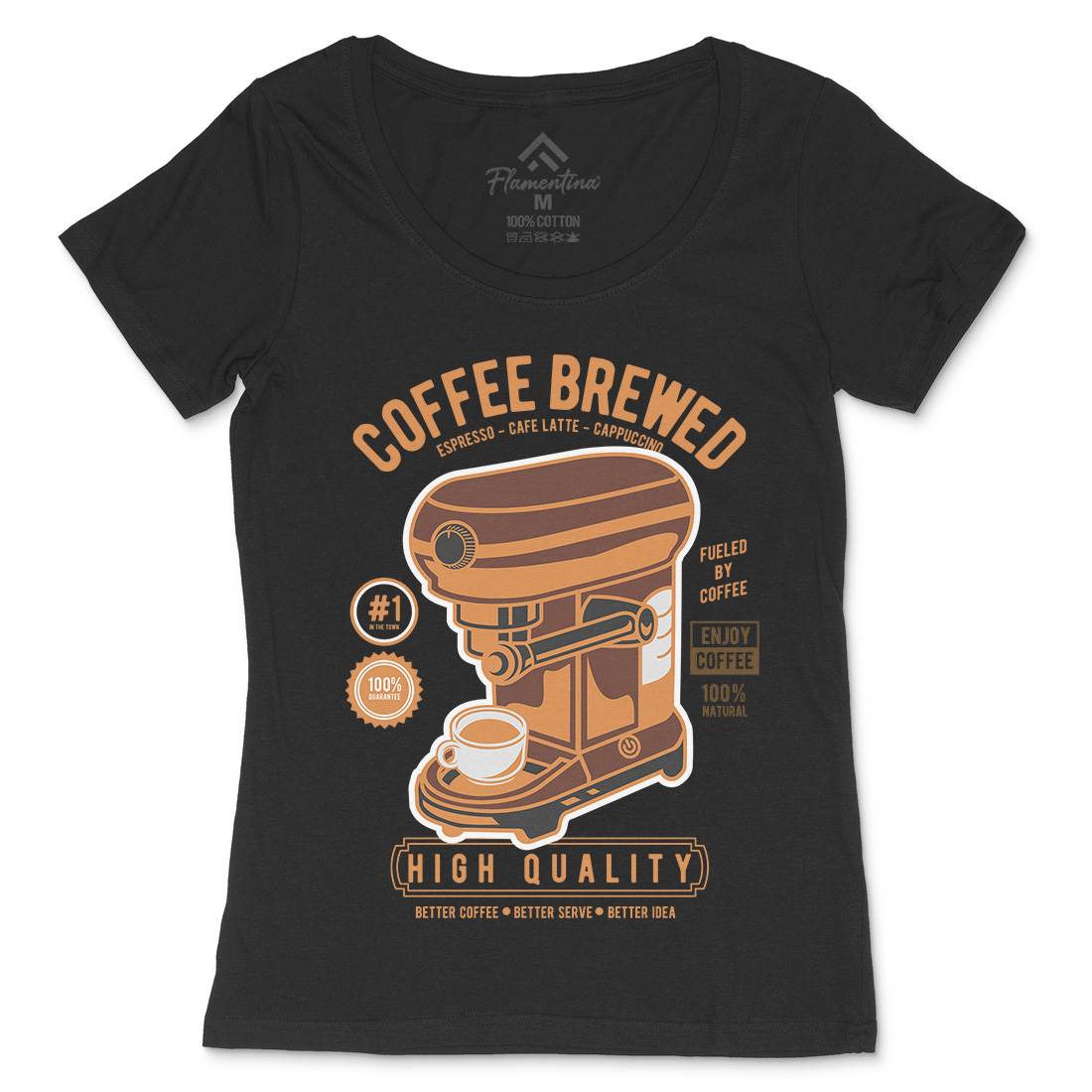 Coffee Brewed Womens Scoop Neck T-Shirt Drinks D522