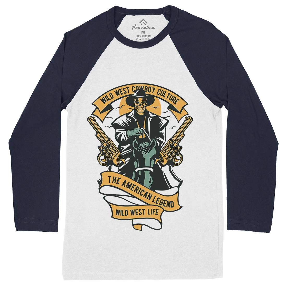 Cowboy Mens Long Sleeve Baseball T-Shirt American D523