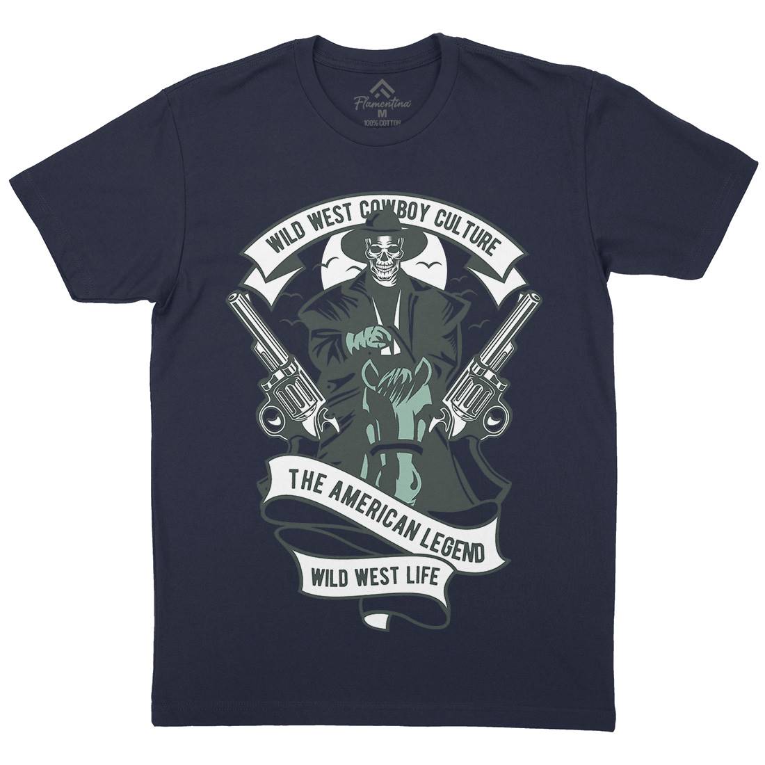 Cowboy Mens Organic Crew Neck T-Shirt American D523