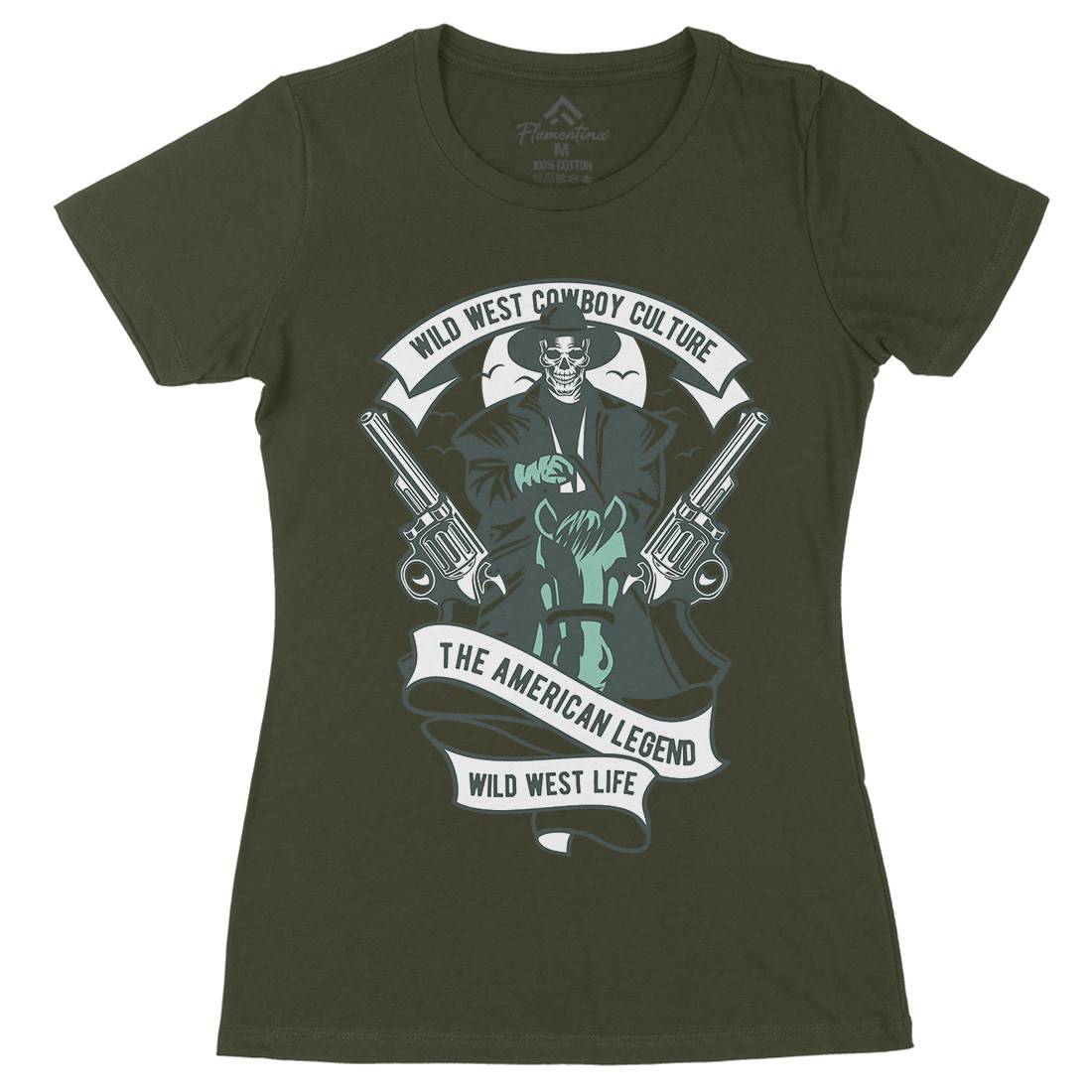 Cowboy Womens Organic Crew Neck T-Shirt American D523