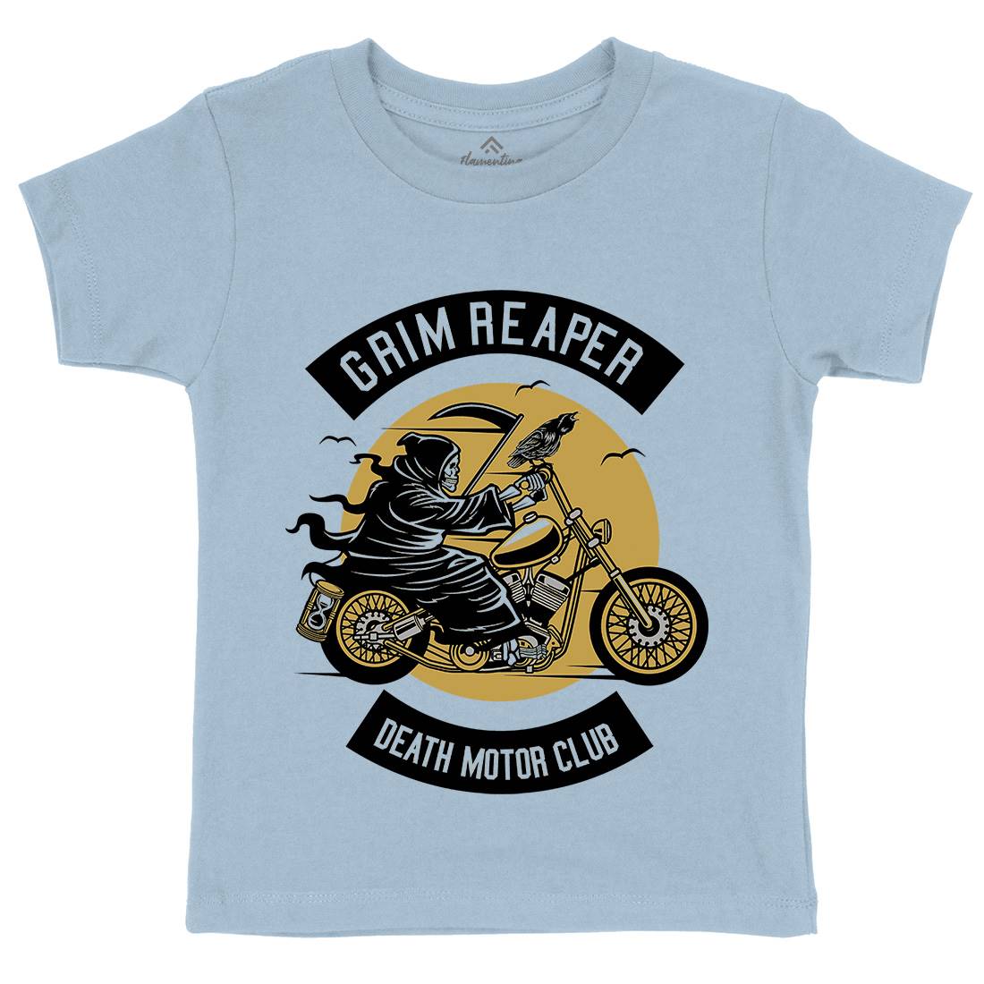Grim Reaper Kids Organic Crew Neck T-Shirt Motorcycles D524