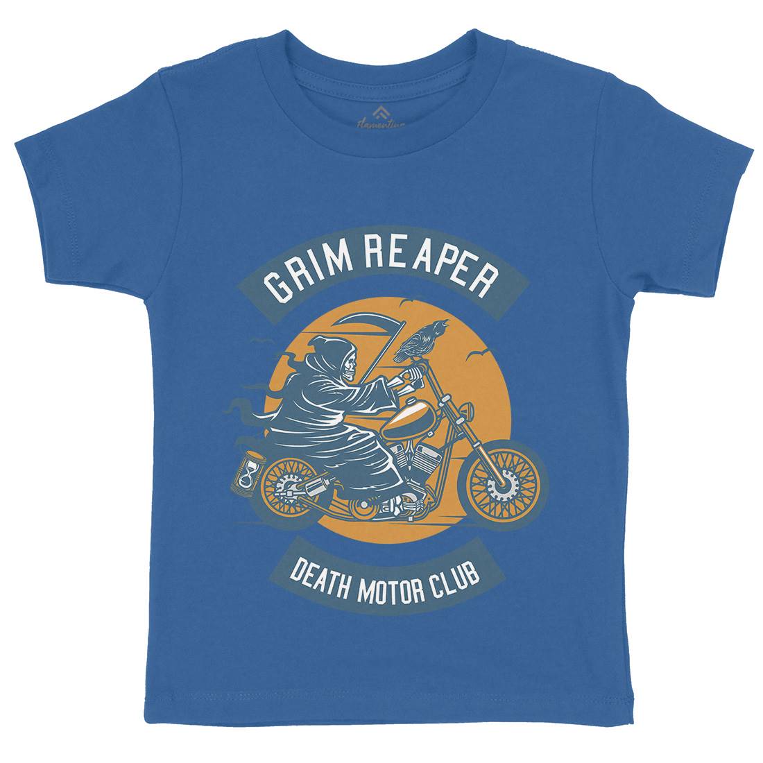 Grim Reaper Kids Organic Crew Neck T-Shirt Motorcycles D524