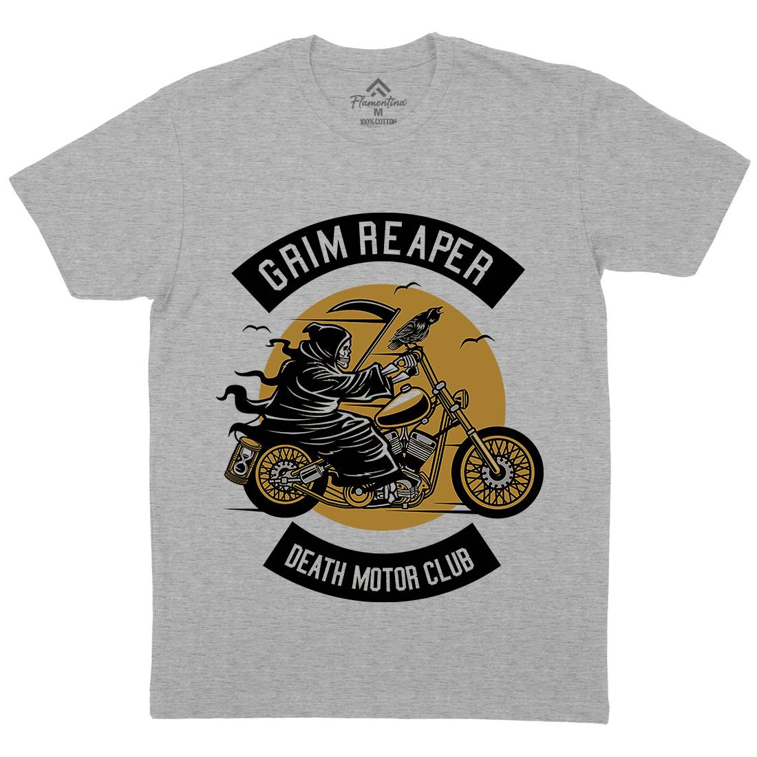 Grim Reaper Mens Organic Crew Neck T-Shirt Motorcycles D524