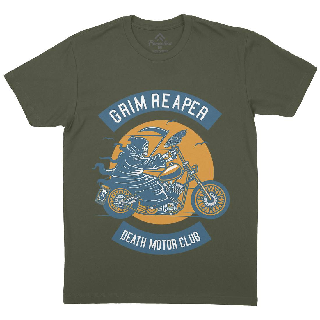 Grim Reaper Mens Crew Neck T-Shirt Motorcycles D524