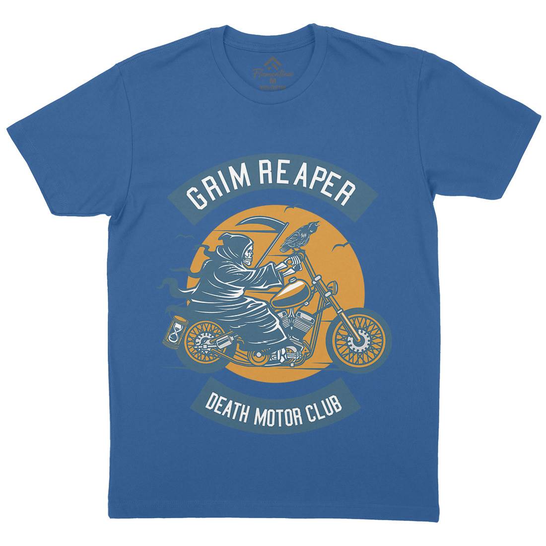 Grim Reaper Mens Organic Crew Neck T-Shirt Motorcycles D524