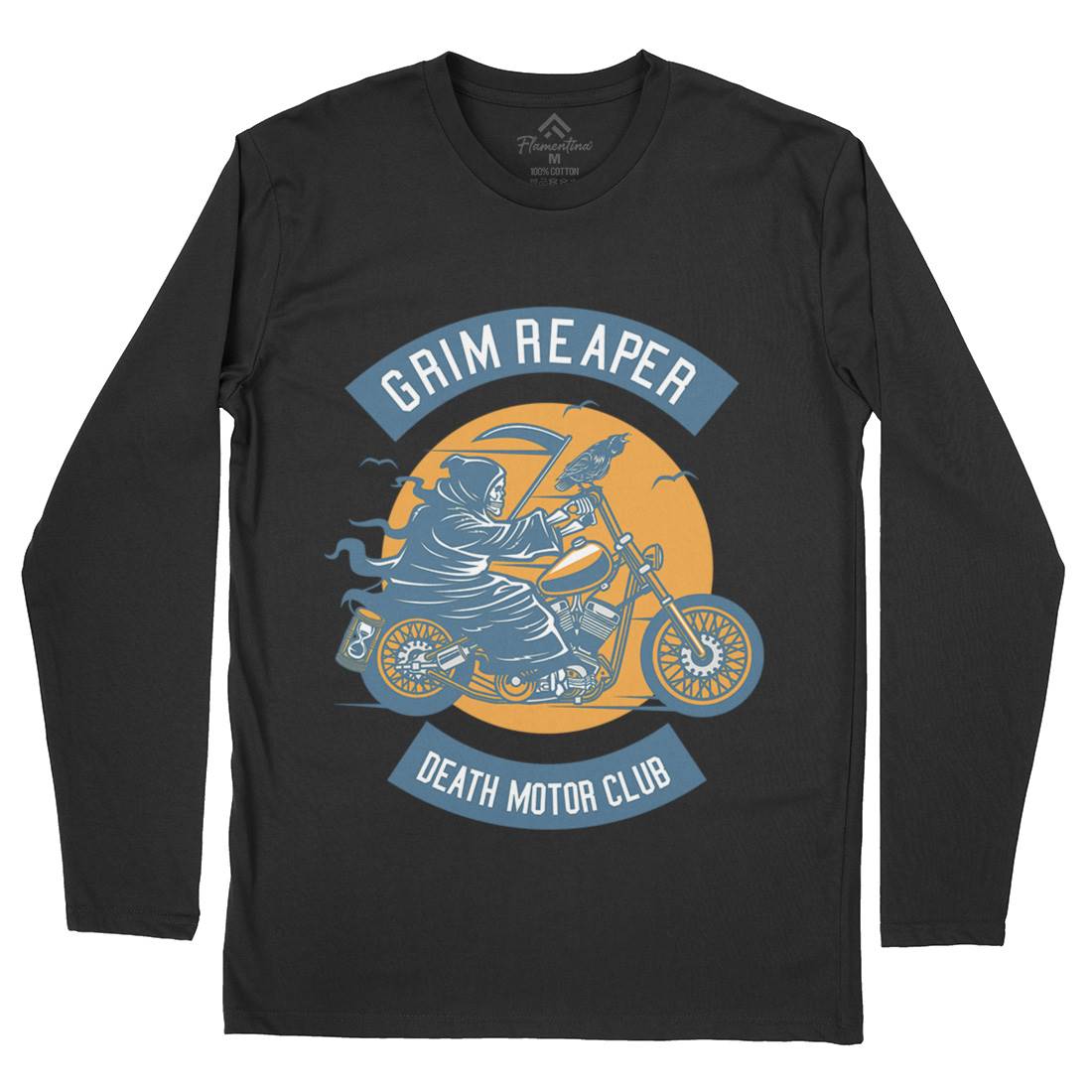 Grim Reaper Mens Long Sleeve T-Shirt Motorcycles D524