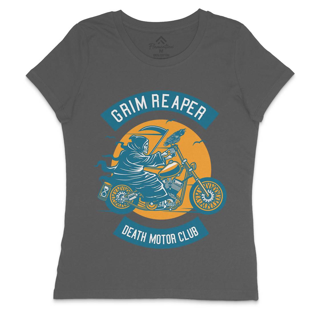 Grim Reaper Womens Crew Neck T-Shirt Motorcycles D524