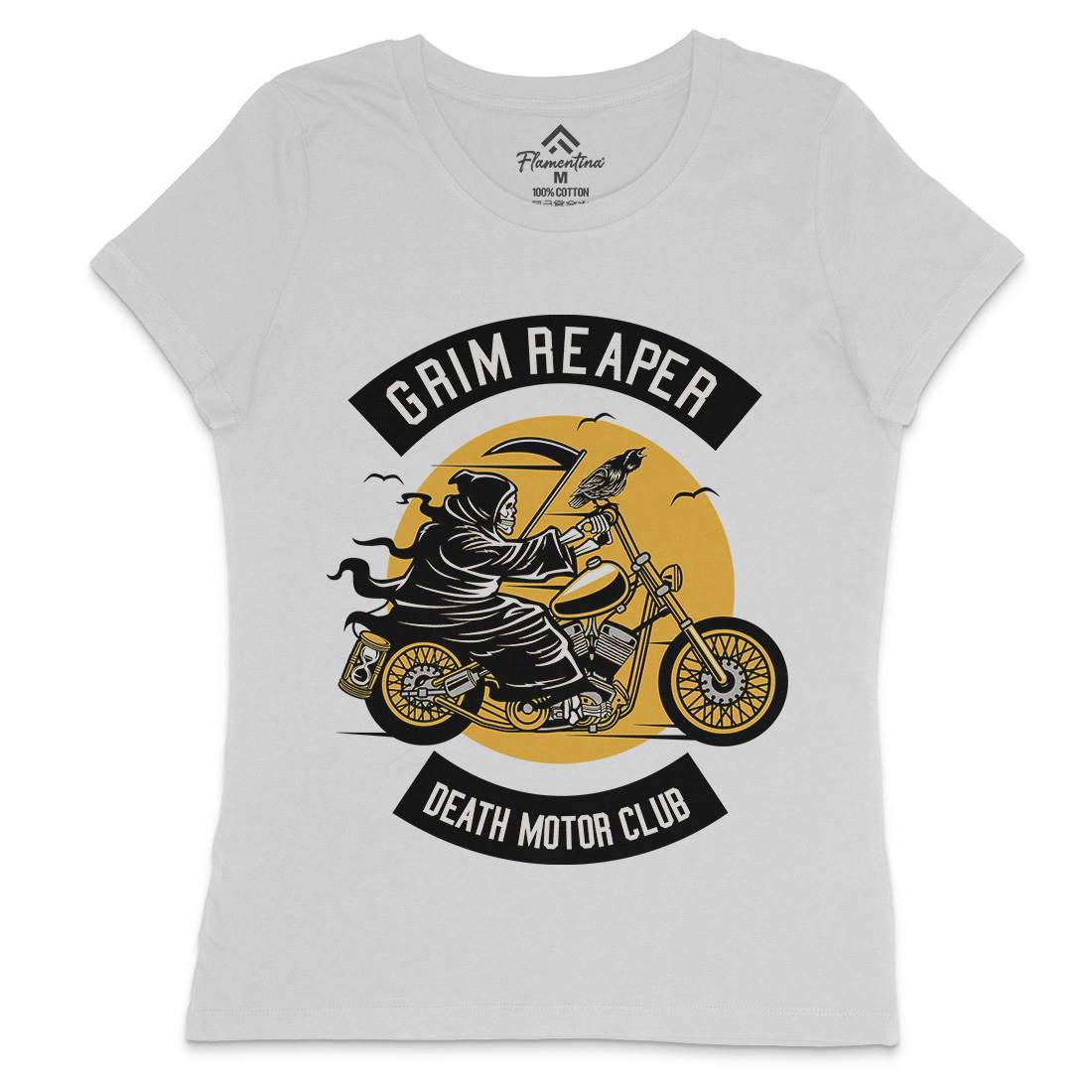 Grim Reaper Womens Crew Neck T-Shirt Motorcycles D524