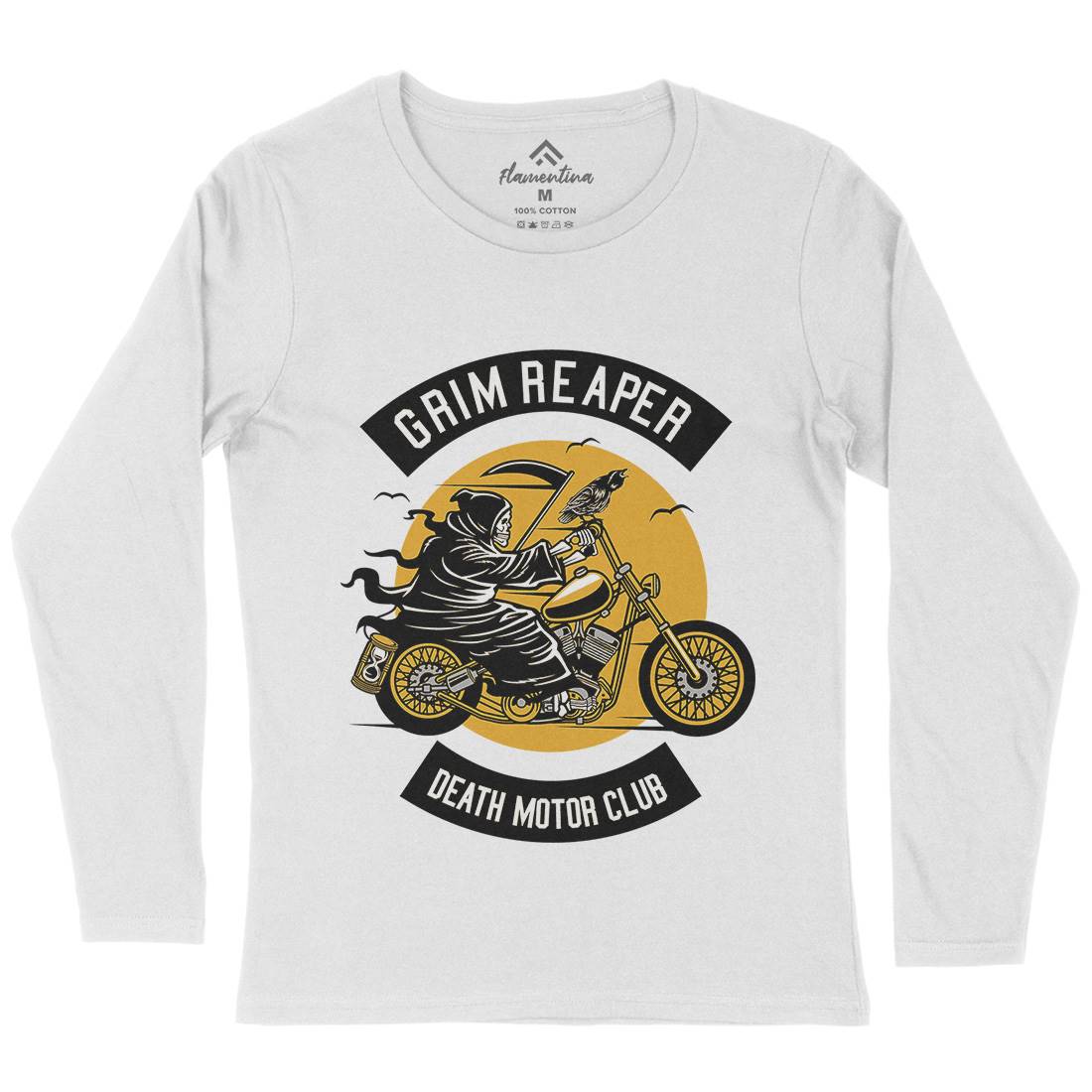 Grim Reaper Womens Long Sleeve T-Shirt Motorcycles D524
