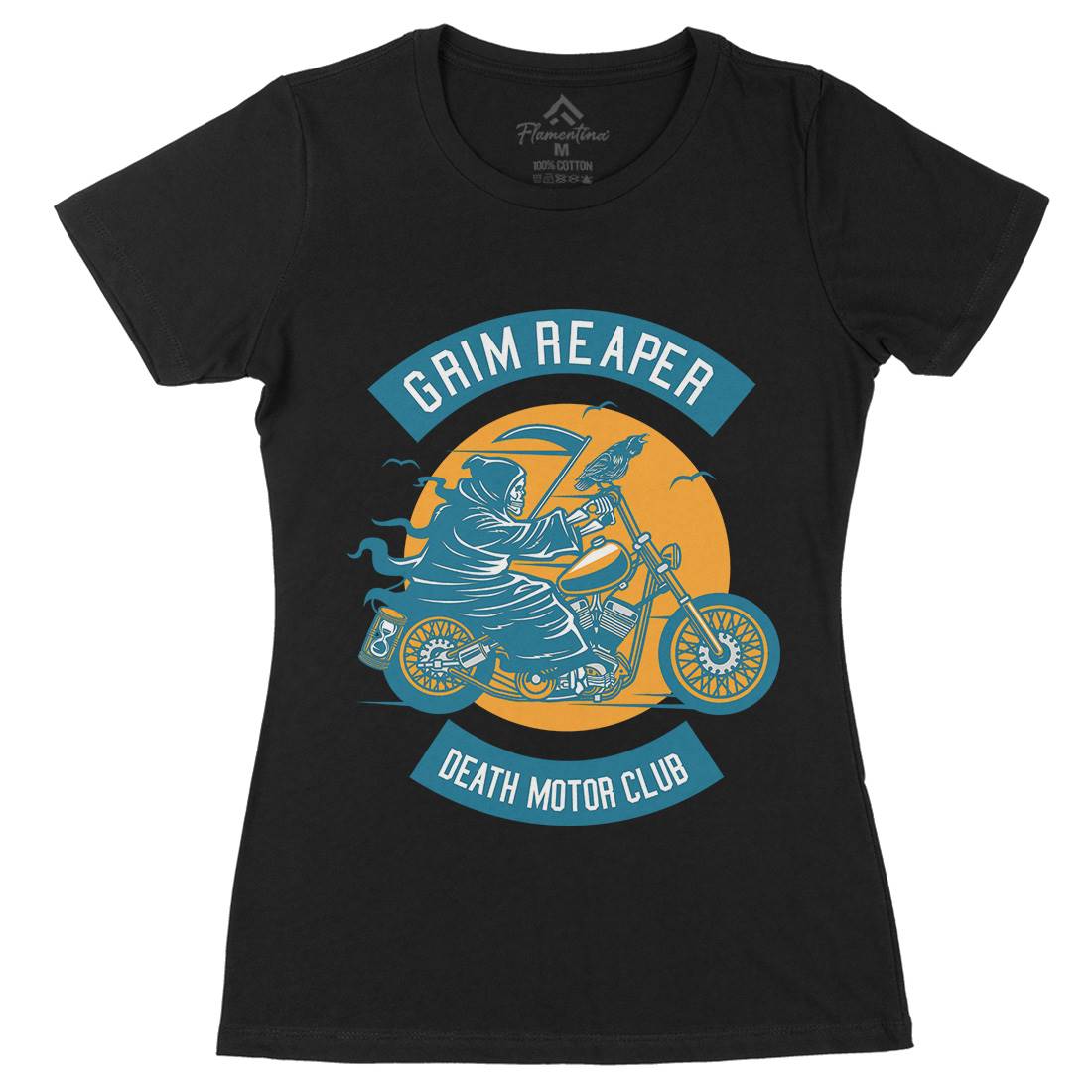 Grim Reaper Womens Organic Crew Neck T-Shirt Motorcycles D524