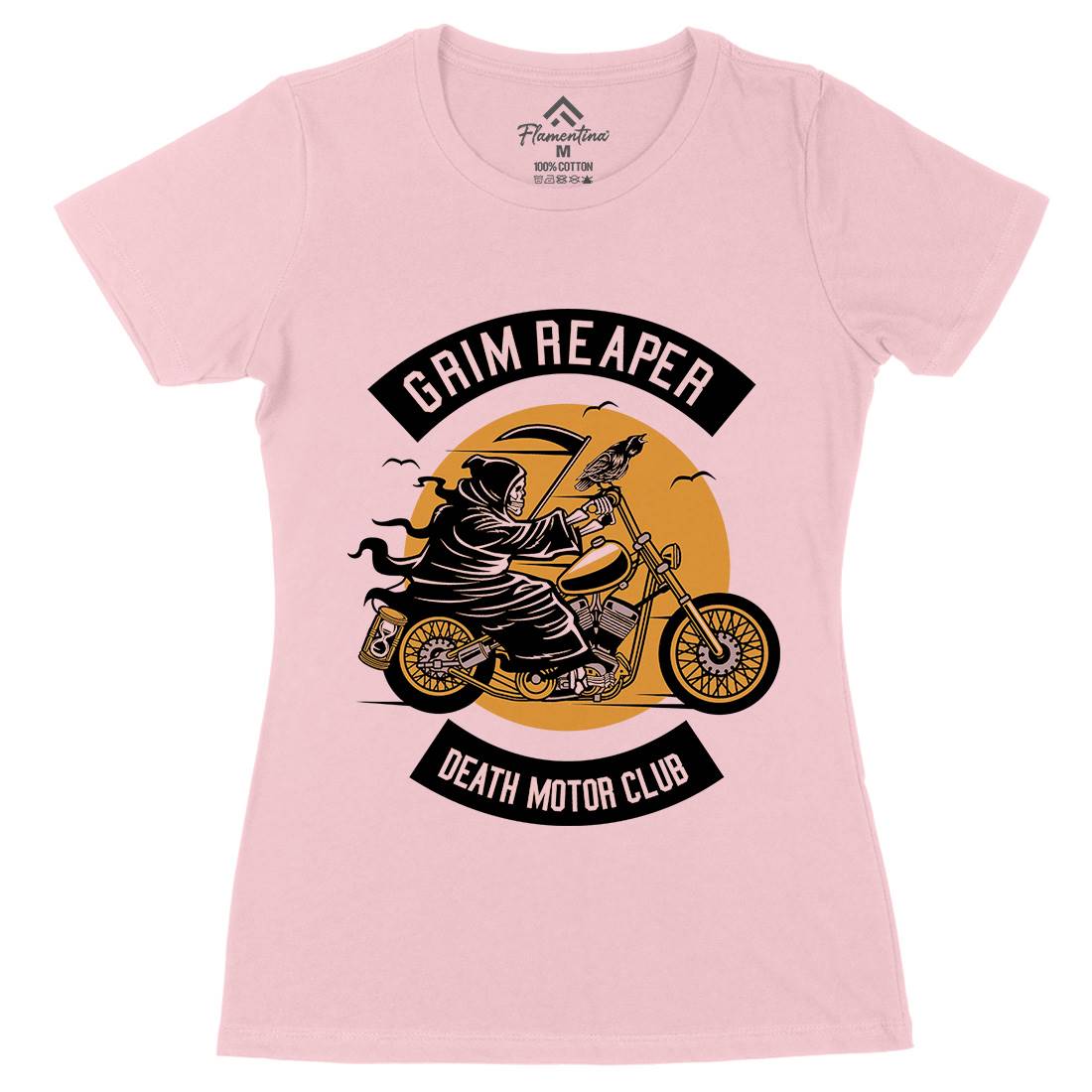 Grim Reaper Womens Organic Crew Neck T-Shirt Motorcycles D524