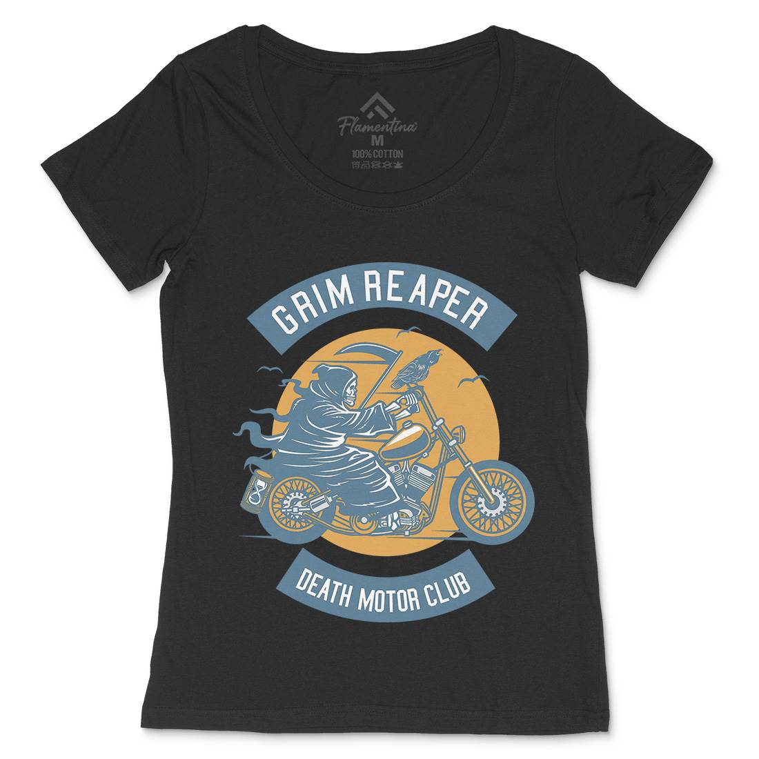 Grim Reaper Womens Scoop Neck T-Shirt Motorcycles D524