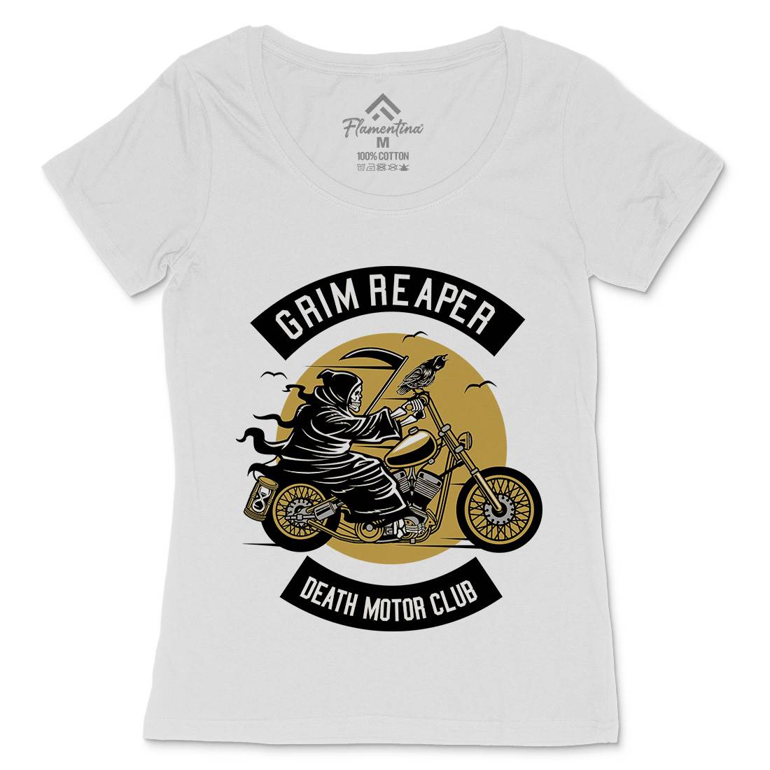 Grim Reaper Womens Scoop Neck T-Shirt Motorcycles D524