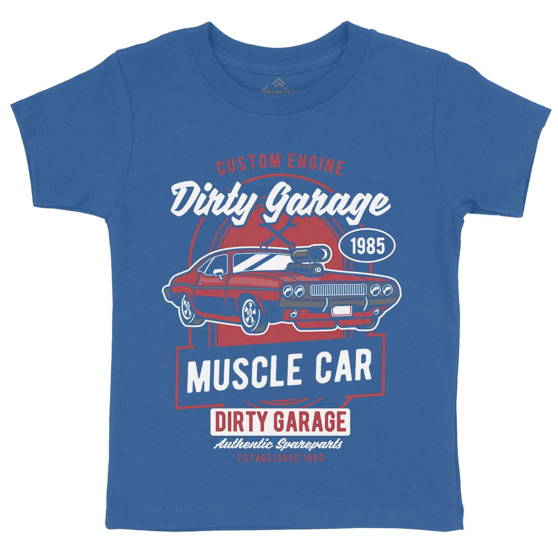 Dirty Garage Kids Organic Crew Neck T-Shirt Cars D525