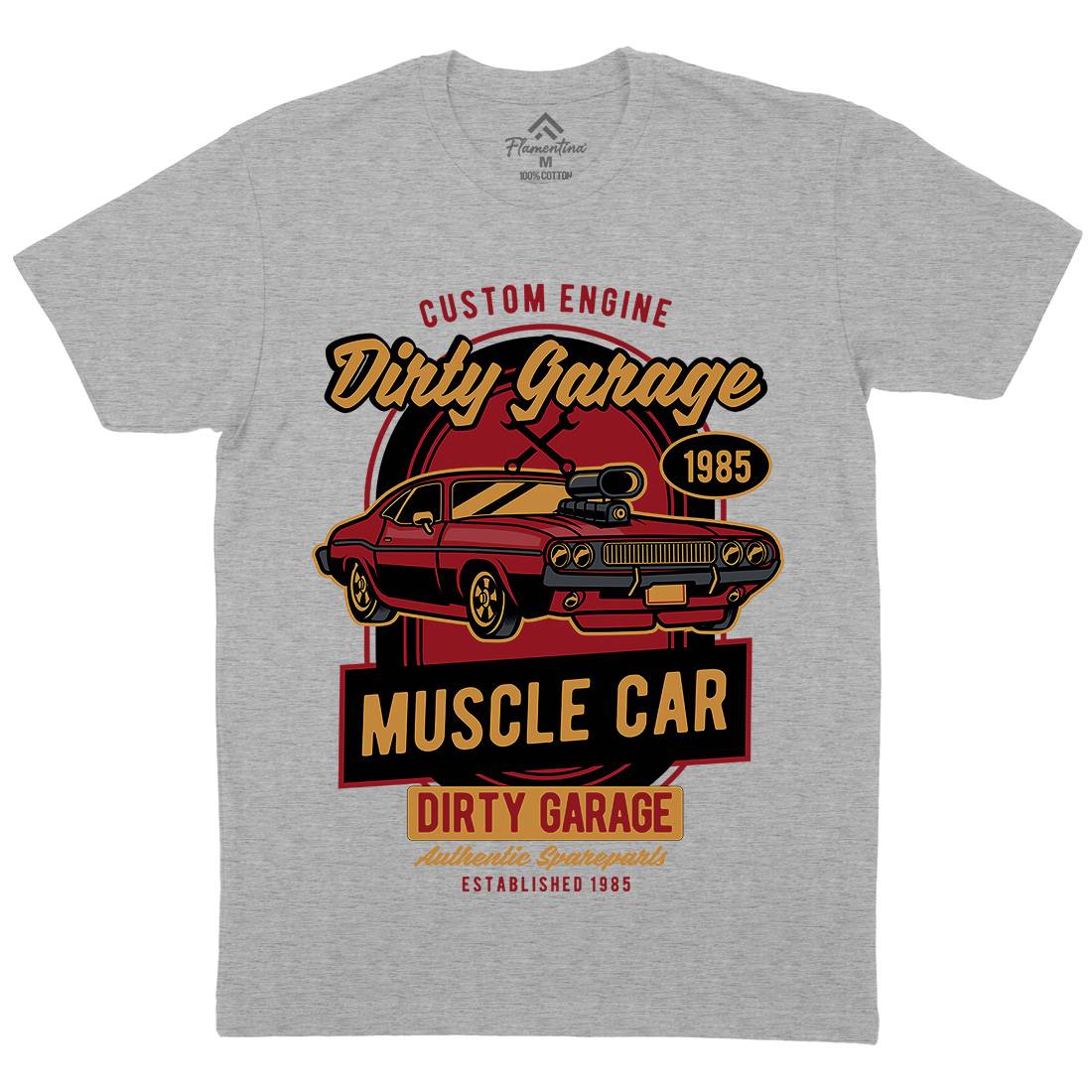 Dirty Garage Mens Organic Crew Neck T-Shirt Cars D525