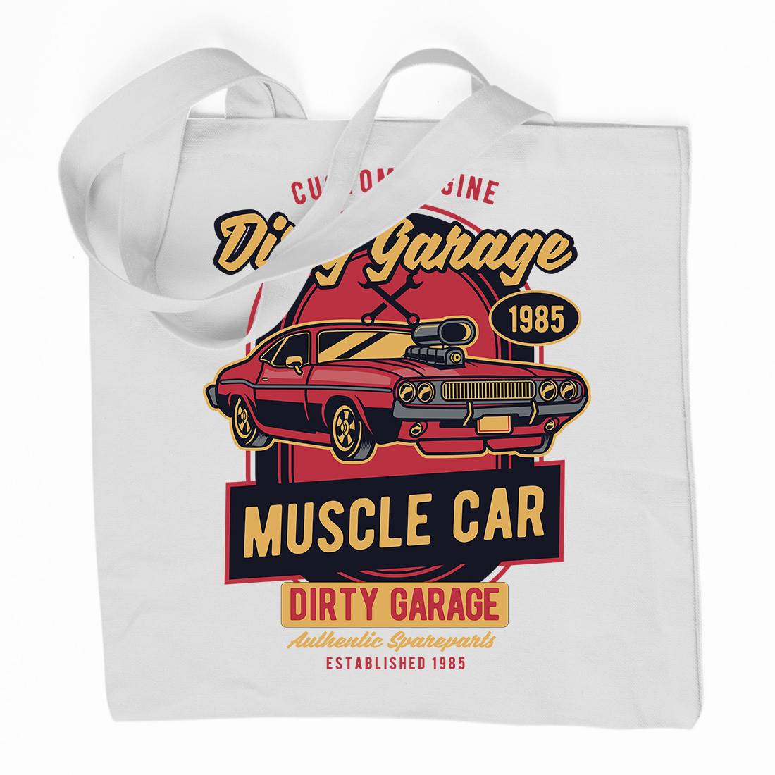 Dirty Garage Organic Premium Cotton Tote Bag Cars D525