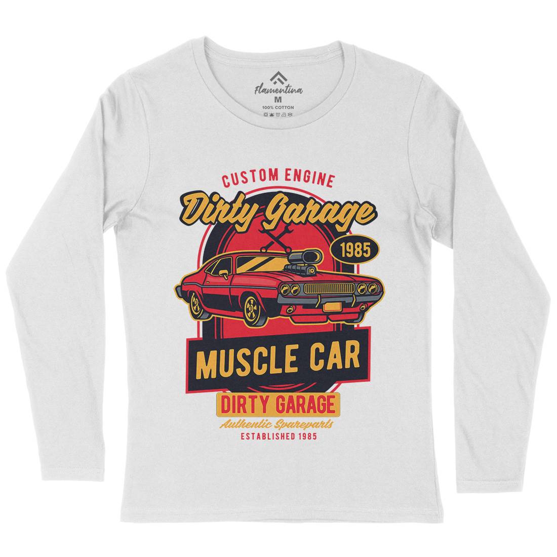 Dirty Garage Womens Long Sleeve T-Shirt Cars D525