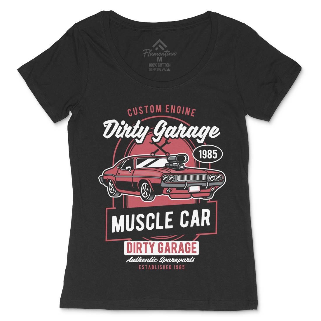 Dirty Garage Womens Scoop Neck T-Shirt Cars D525