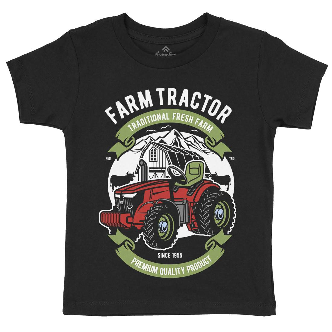 Farm Tractor Kids Crew Neck T-Shirt Vehicles D527