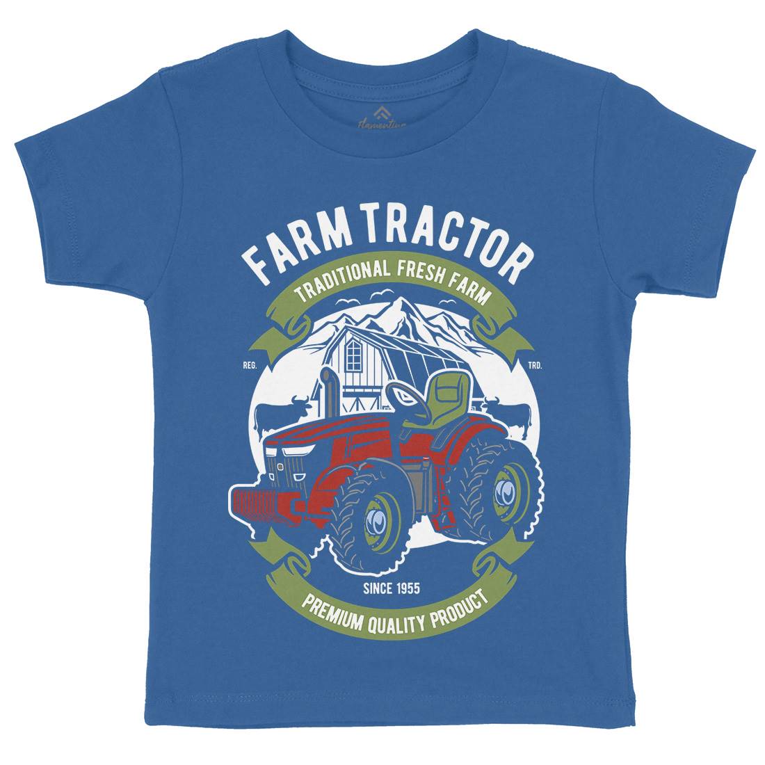 Farm Tractor Kids Crew Neck T-Shirt Vehicles D527