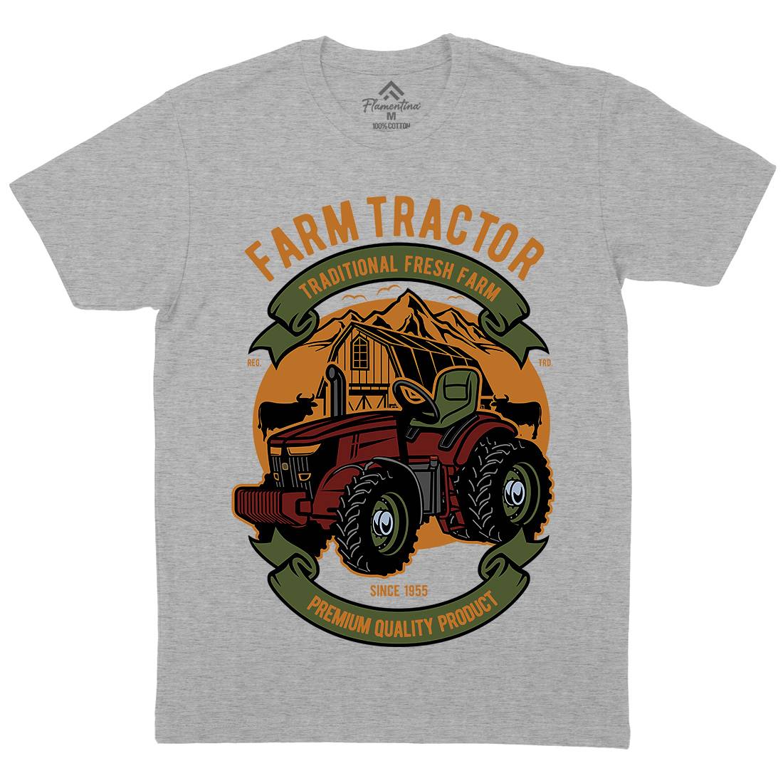 Farm Tractor Mens Crew Neck T-Shirt Vehicles D527