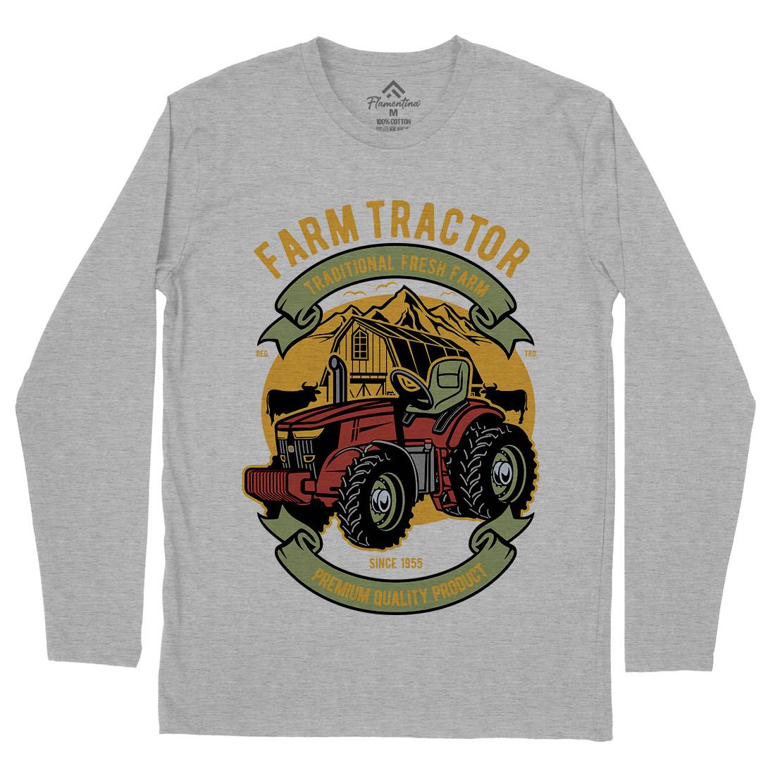 Farm Tractor Mens Long Sleeve T-Shirt Vehicles D527