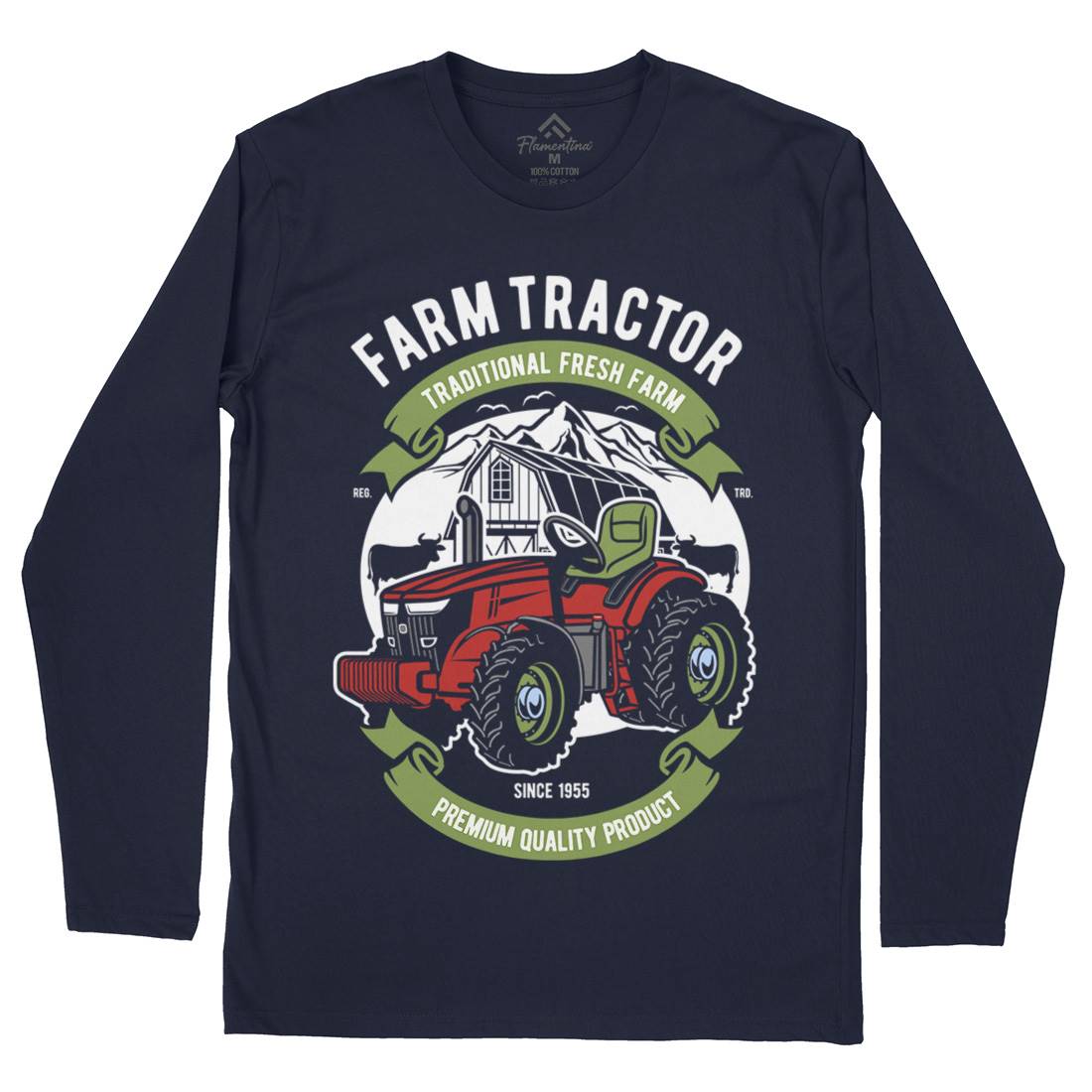 Farm Tractor Mens Long Sleeve T-Shirt Vehicles D527
