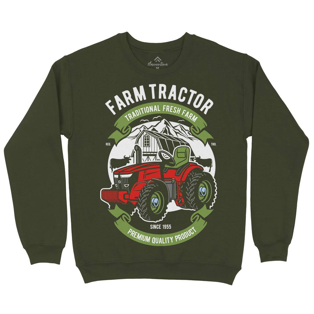 Farm Tractor Mens Crew Neck Sweatshirt Vehicles D527