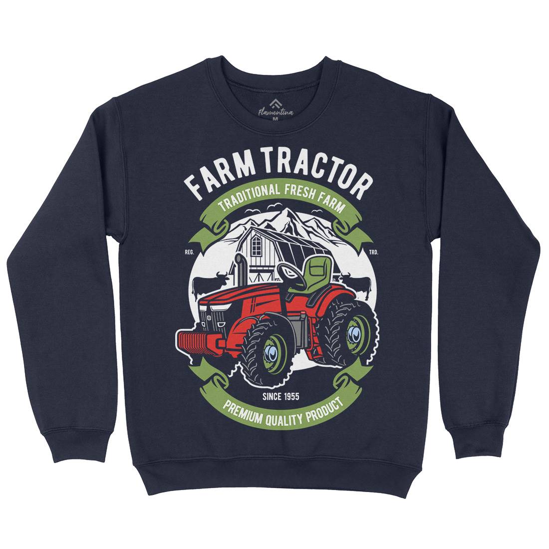 Farm Tractor Kids Crew Neck Sweatshirt Vehicles D527
