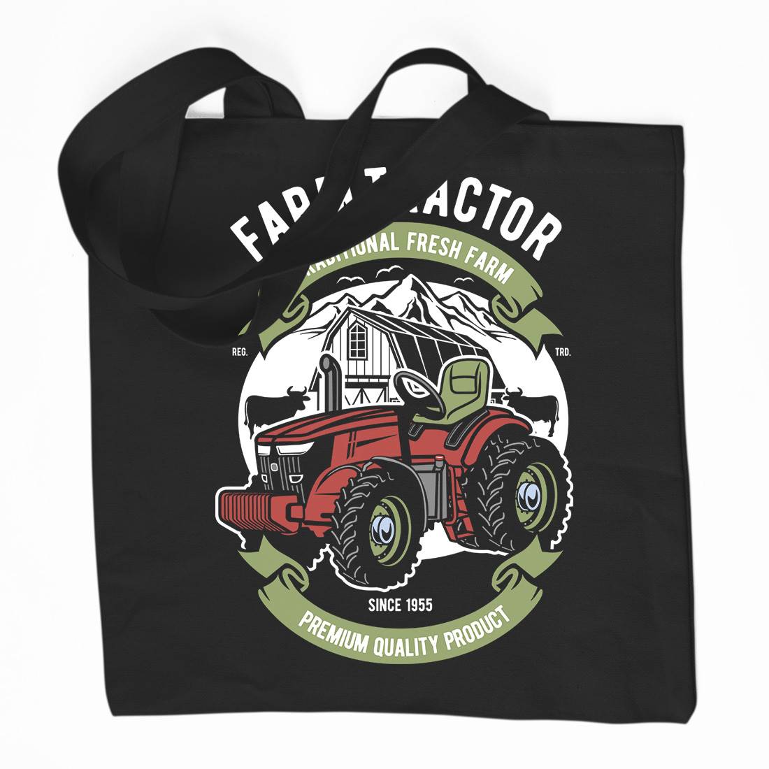 Farm Tractor Organic Premium Cotton Tote Bag Vehicles D527
