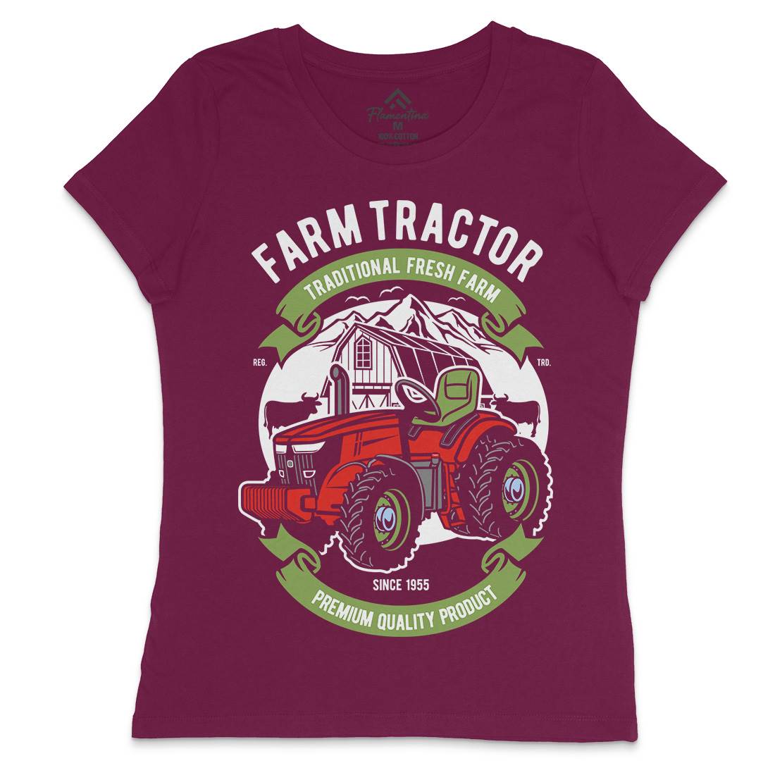 Farm Tractor Womens Crew Neck T-Shirt Vehicles D527