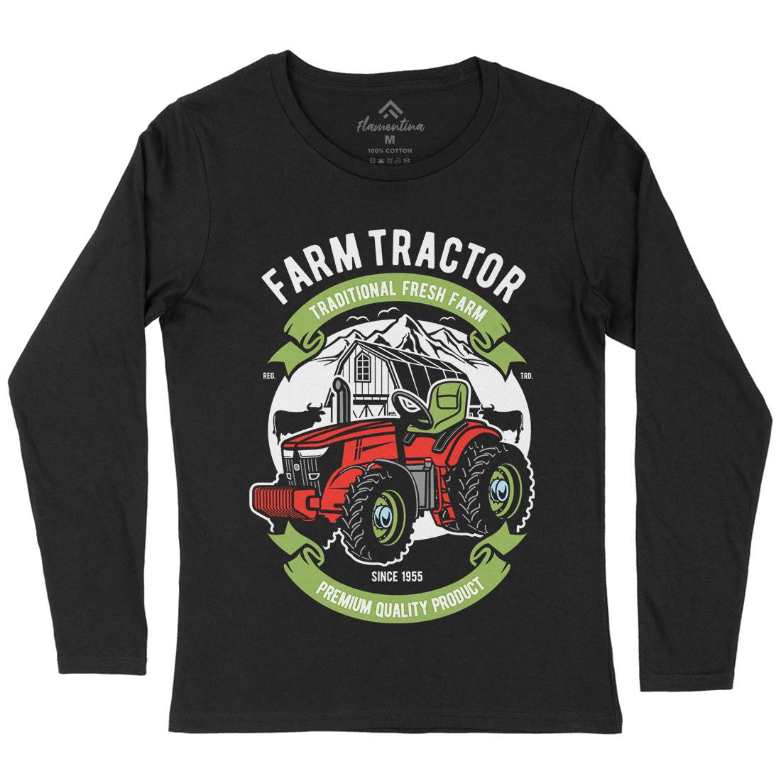 Farm Tractor Womens Long Sleeve T-Shirt Vehicles D527