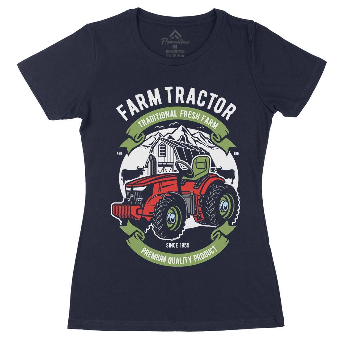 Farm Tractor Womens Organic Crew Neck T-Shirt Vehicles D527