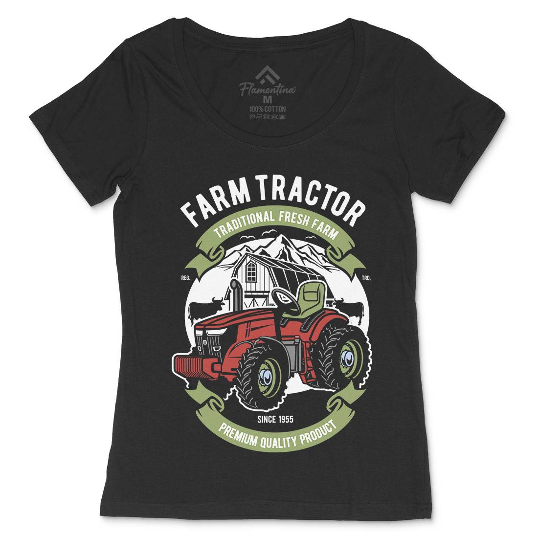Farm Tractor Womens Scoop Neck T-Shirt Vehicles D527
