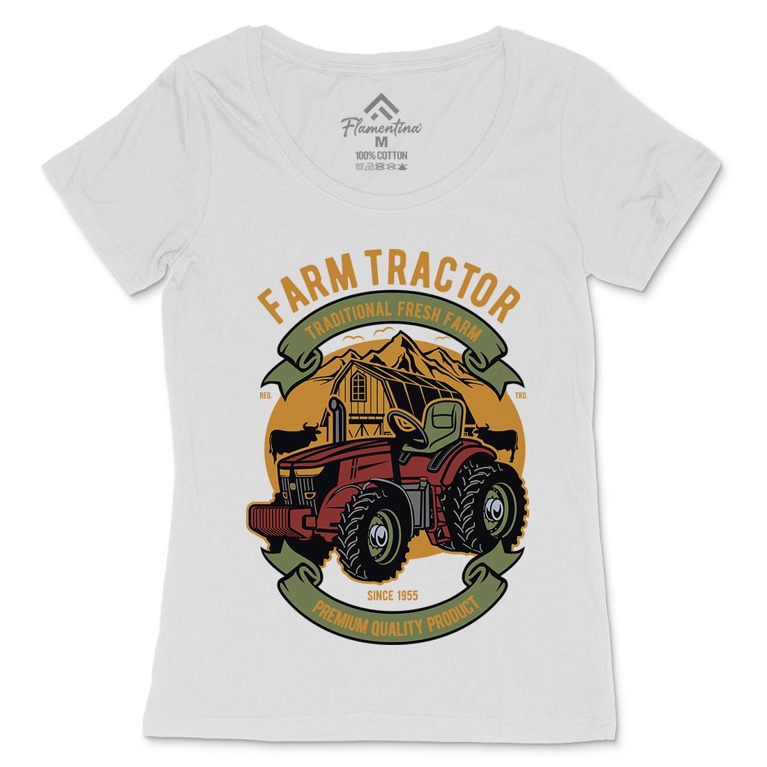 Farm Tractor Womens Scoop Neck T-Shirt Vehicles D527