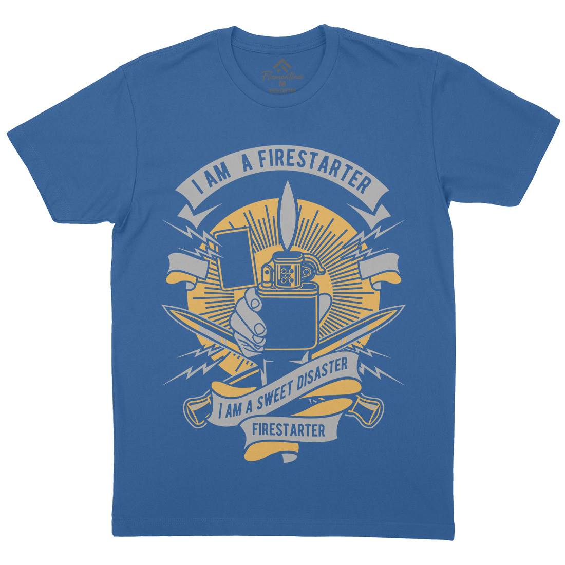 Firestarter Mens Organic Crew Neck T-Shirt Retro D528