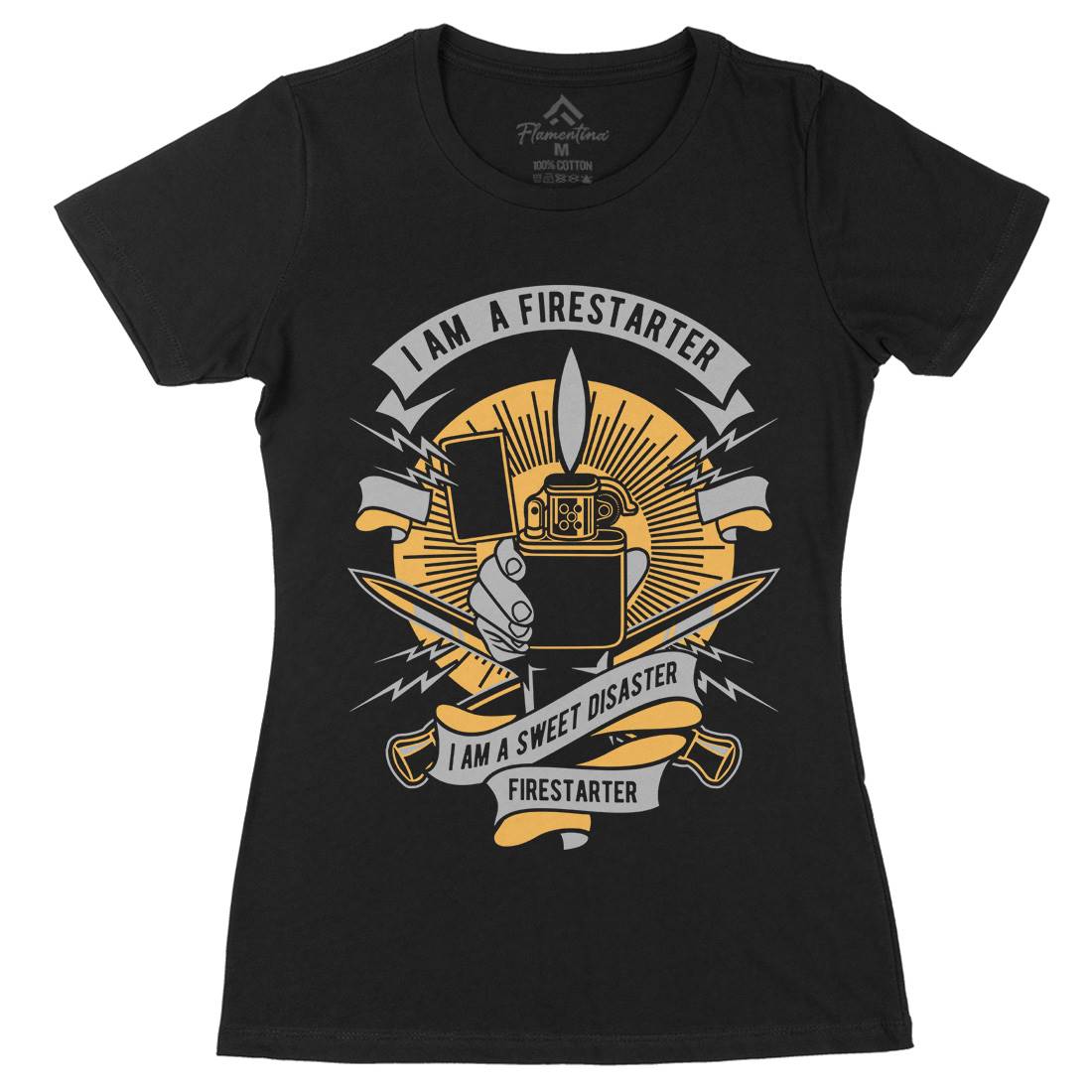 Firestarter Womens Organic Crew Neck T-Shirt Retro D528