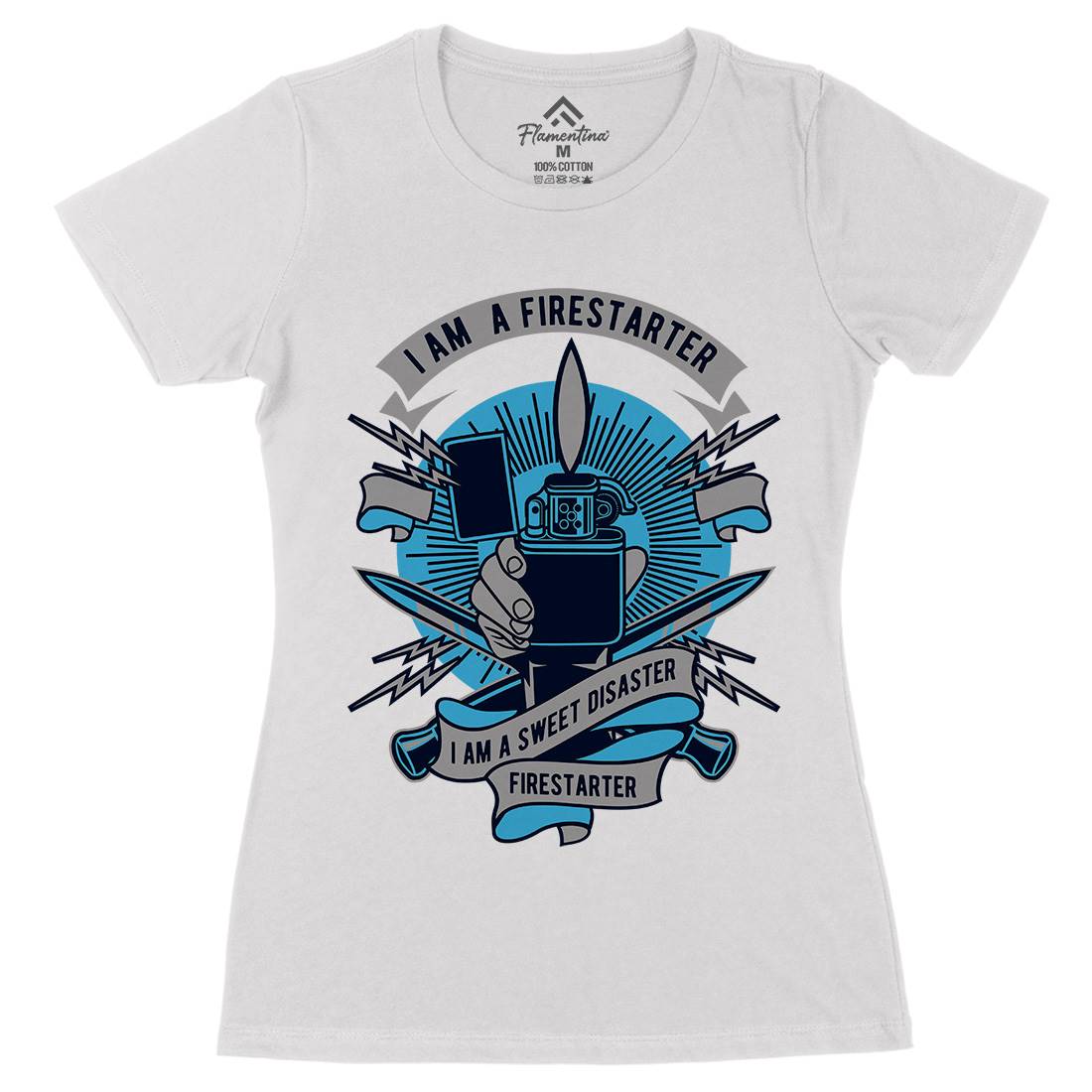 Firestarter Womens Organic Crew Neck T-Shirt Retro D528