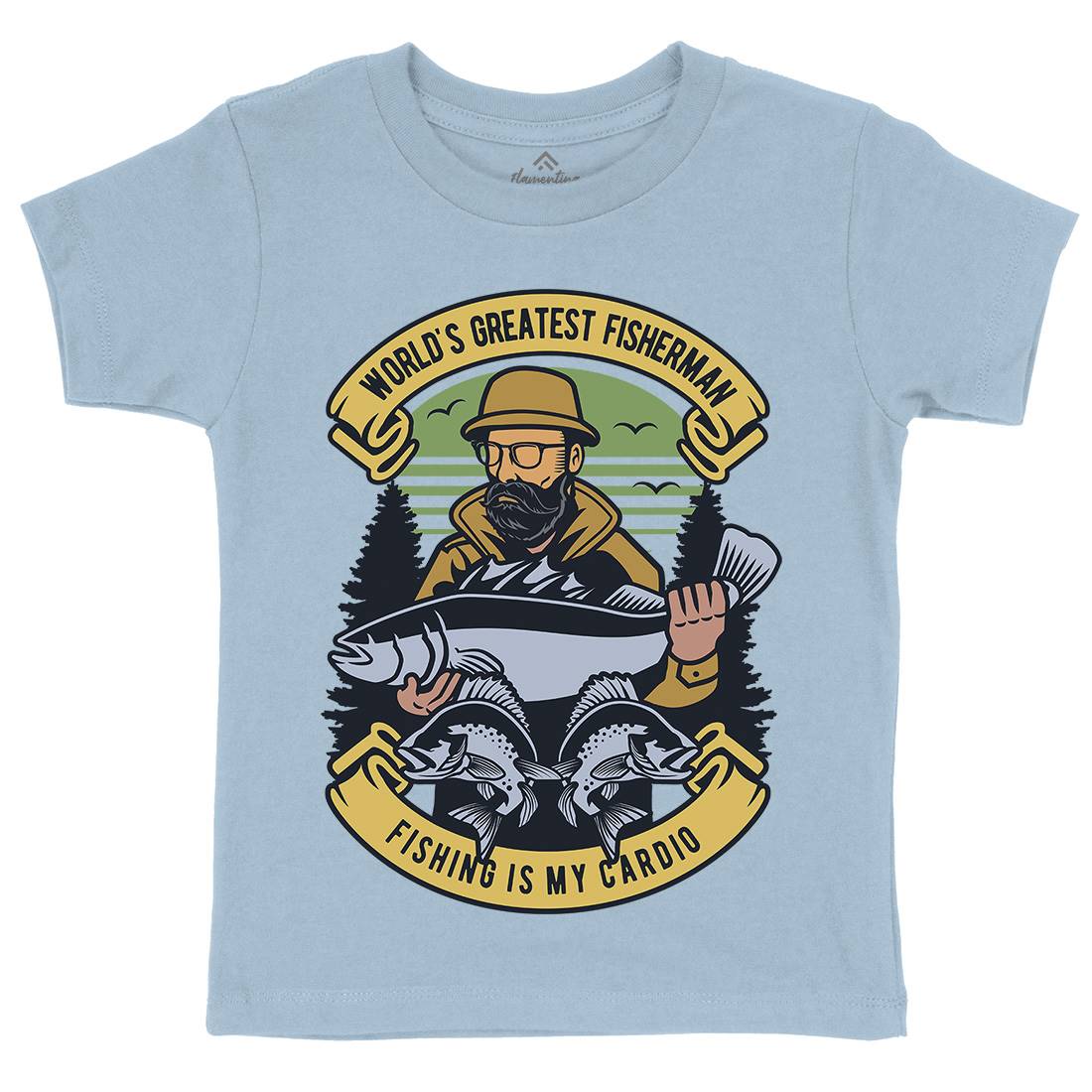 Fisherman Kids Organic Crew Neck T-Shirt Fishing D529