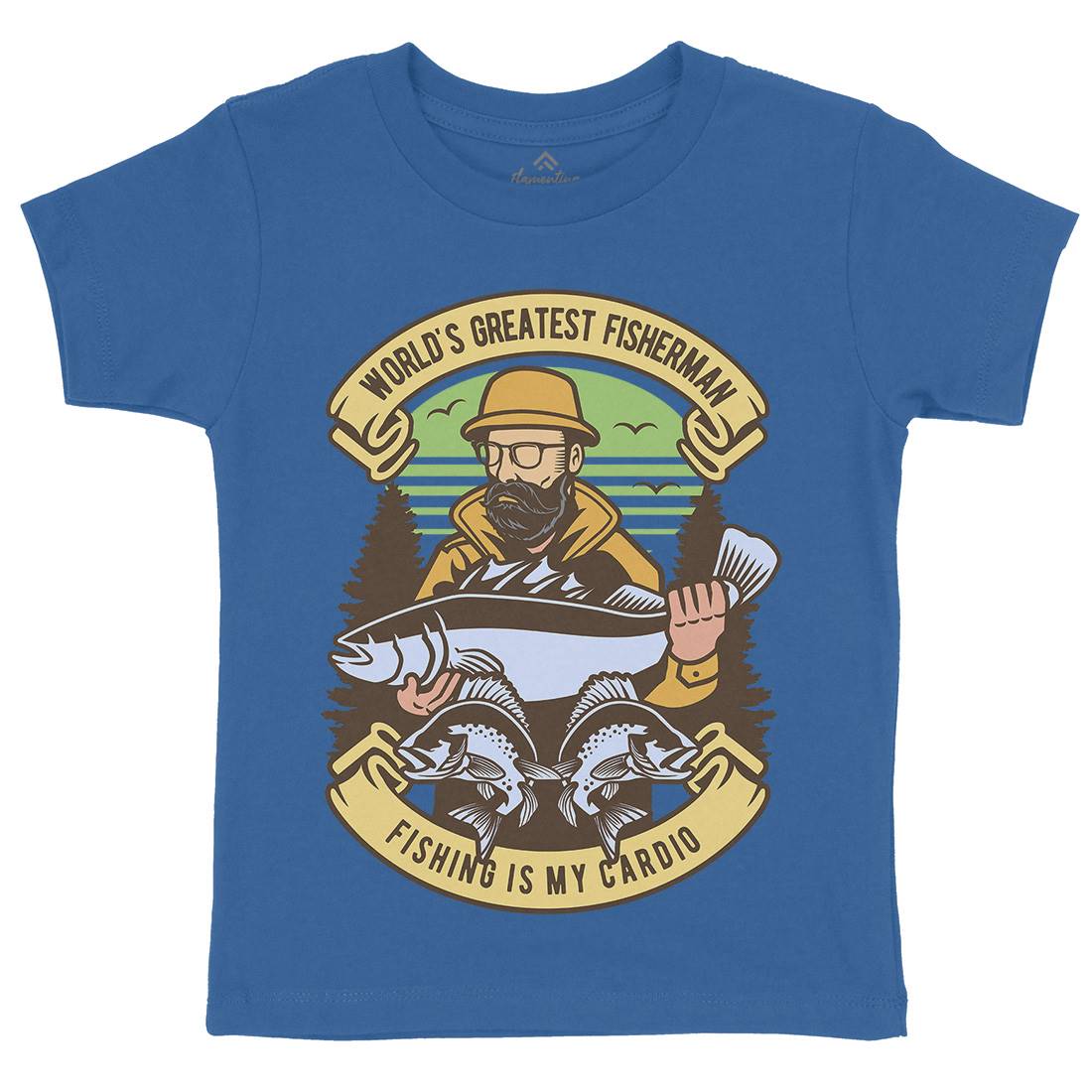 Fisherman Kids Crew Neck T-Shirt Fishing D529