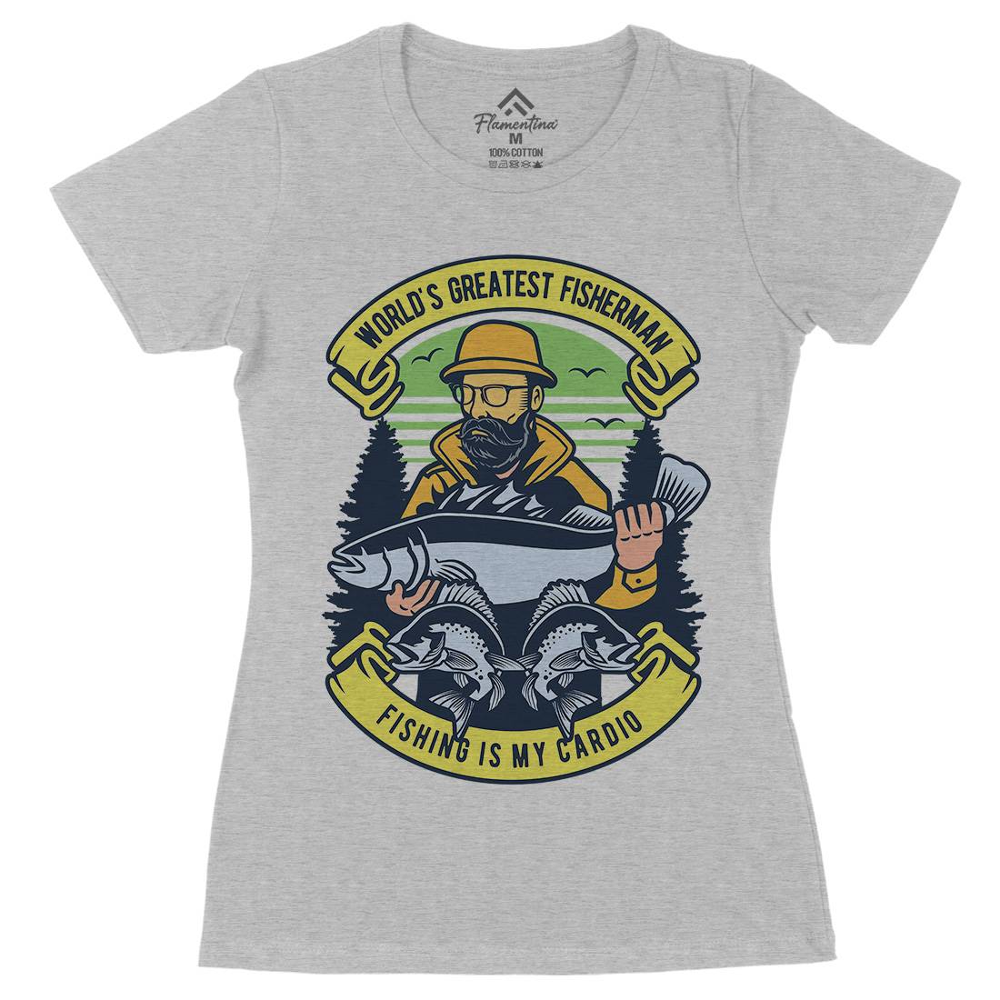 Fisherman Womens Organic Crew Neck T-Shirt Fishing D529