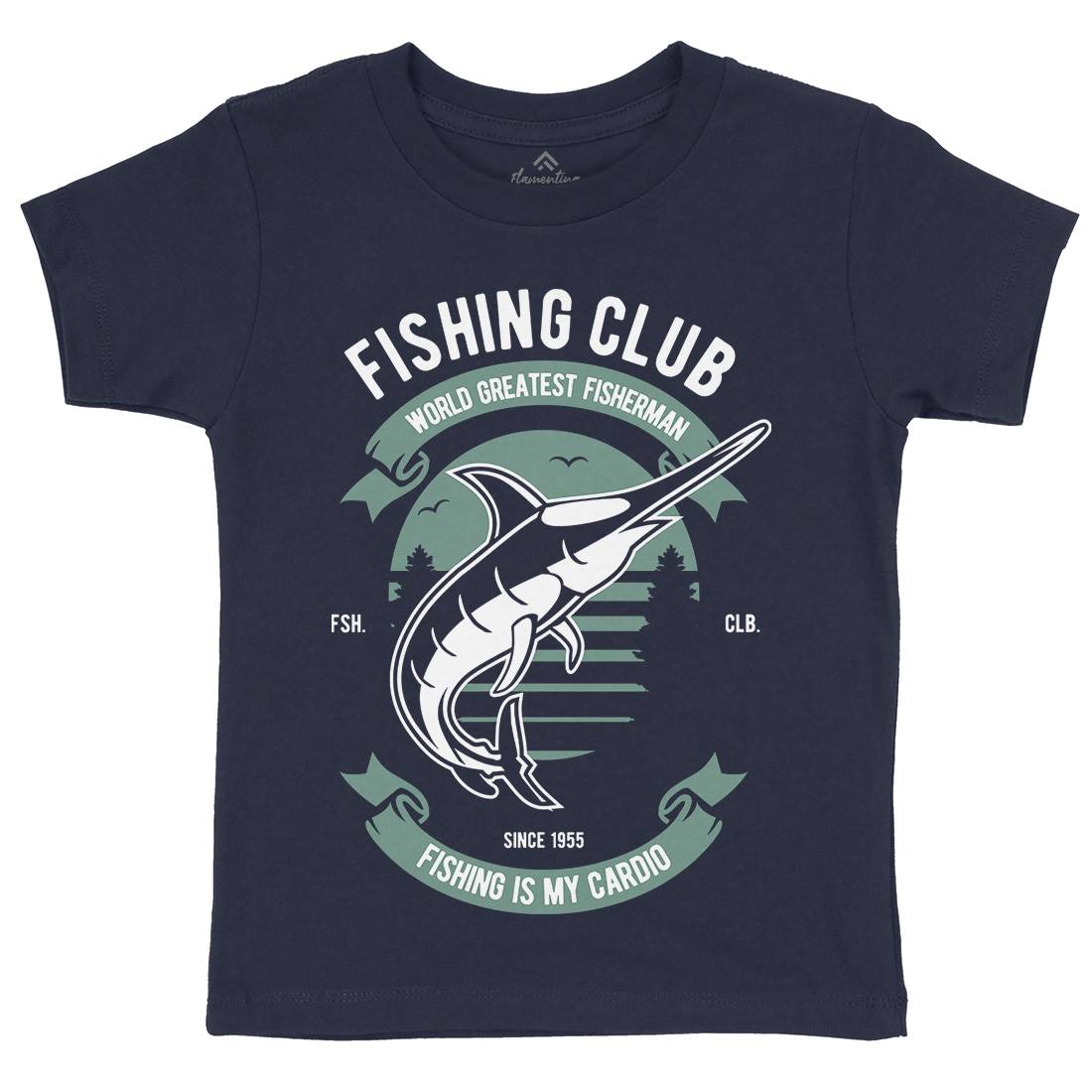 Club Kids Organic Crew Neck T-Shirt Fishing D530