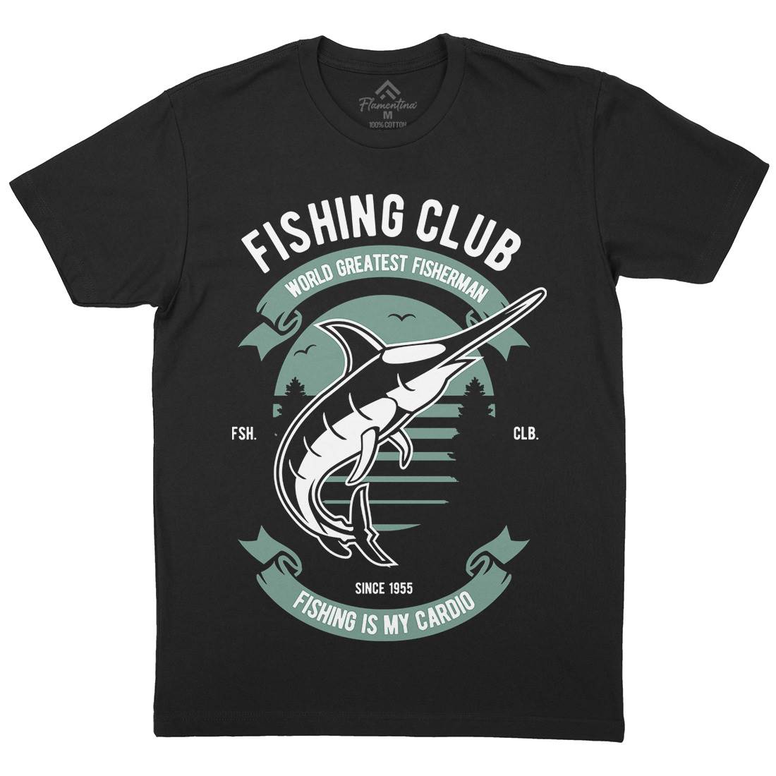 Club Mens Crew Neck T-Shirt Fishing D530