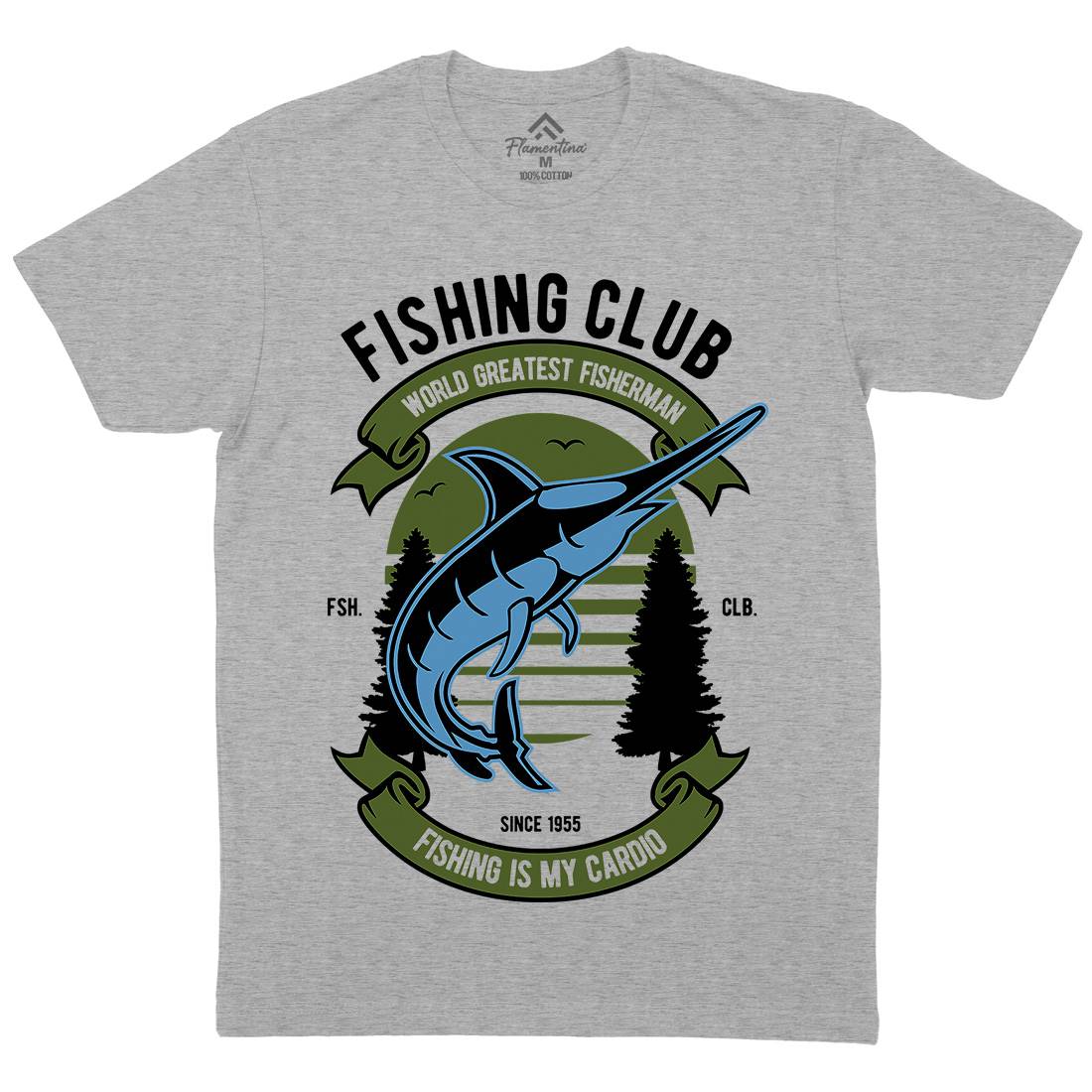 Club Mens Organic Crew Neck T-Shirt Fishing D530