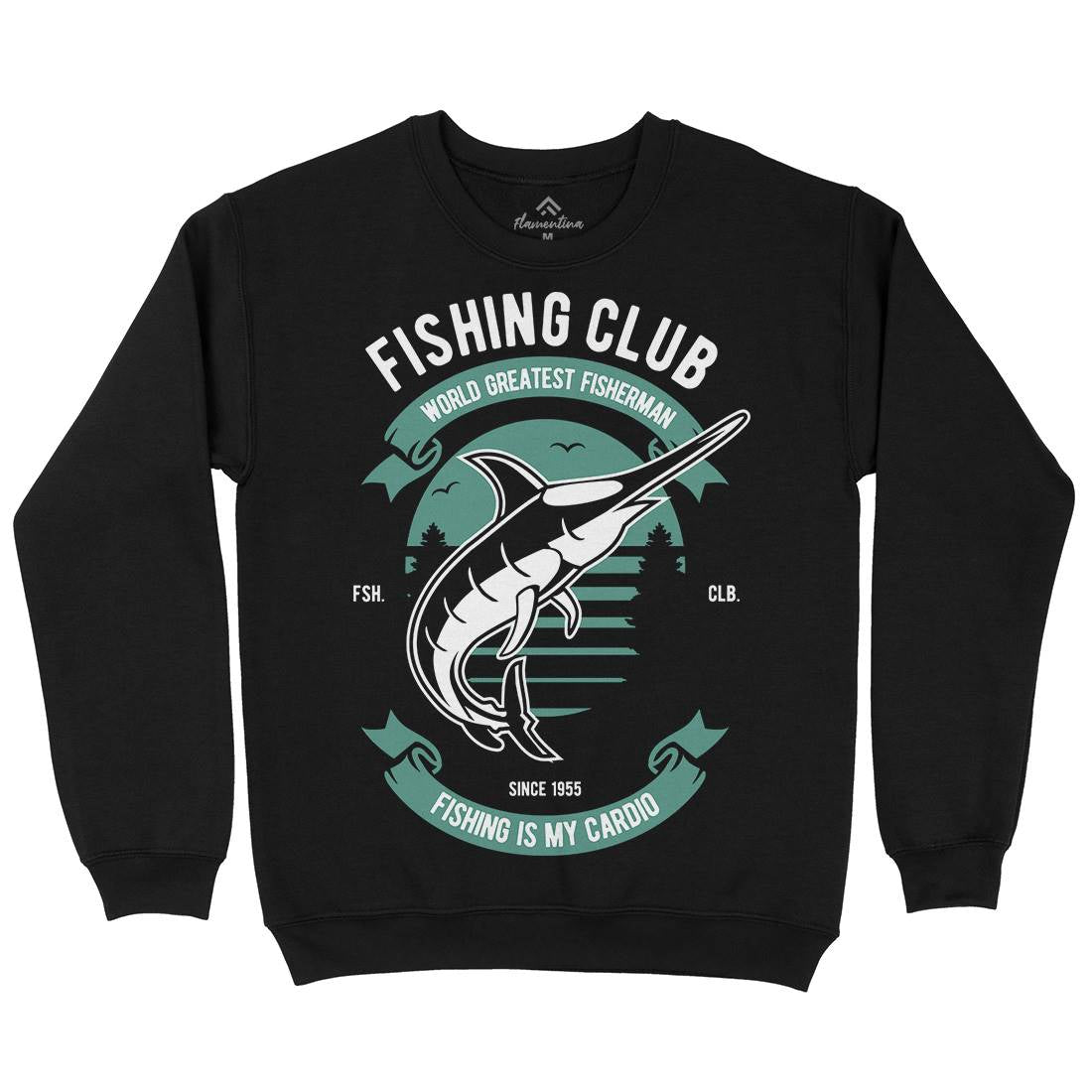 Club Mens Crew Neck Sweatshirt Fishing D530
