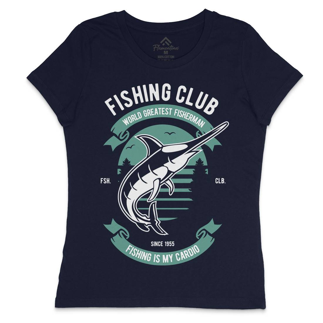 Club Womens Crew Neck T-Shirt Fishing D530