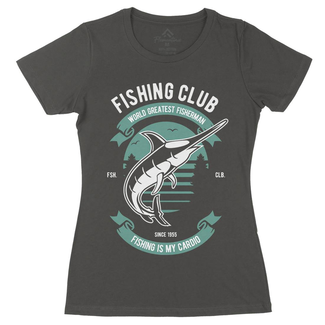 Club Womens Organic Crew Neck T-Shirt Fishing D530